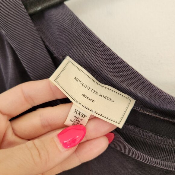 Moulinette Soeurs Anthrologie Raneri One-Shoulder Grey Dress Petite XXS (XXSP) - Picture 6 of 9